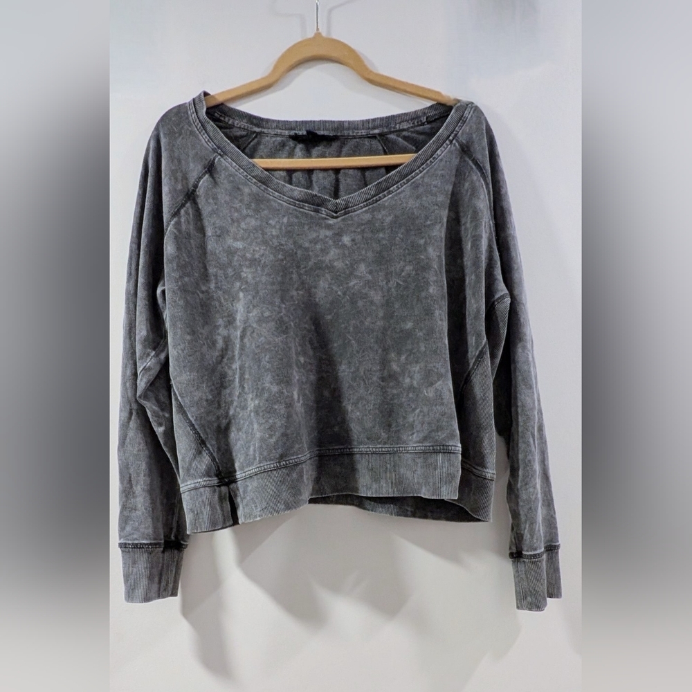 Jane and Delancey Charcoal Wash V-Neck Sweatshirt